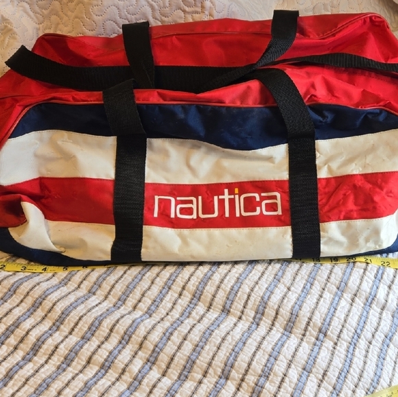 Nautica Men's Red, White, and Blue Duffel Bag Vintage - Picture 1 of 4